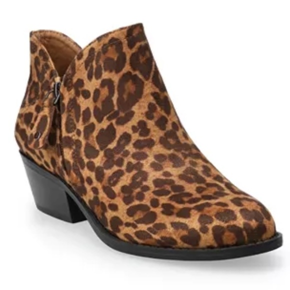 New SO Women's Leopard Ankle Booties Ankle Boots - Picture 1 of 12